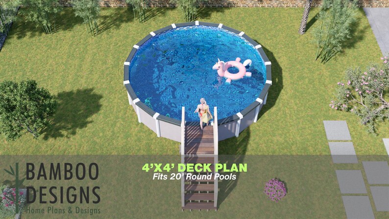 Kayla Round Pool Deck · 4x4 plan by Bamboo Designs