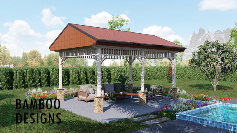 Malta 14x20 Gazebo plan by Bamboo Designs