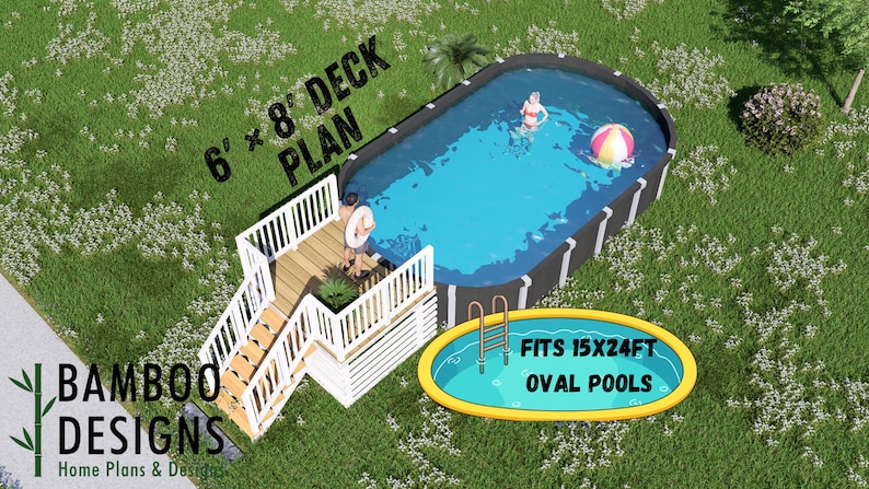 Gandalf Oval Pool Deck · 6x8 plan by Bamboo Designs