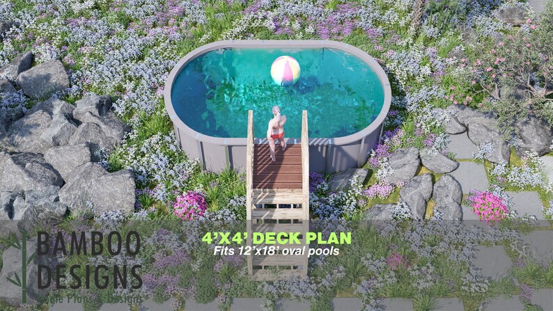 Coralie Oval Pool Deck · 4x4 plan by Bamboo Designs
