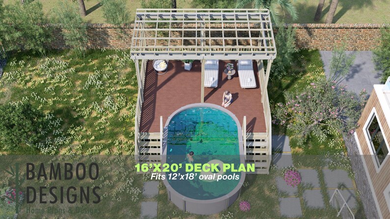 Seraphina Oval Pool Deck · 16x20 plan by Bamboo Designs