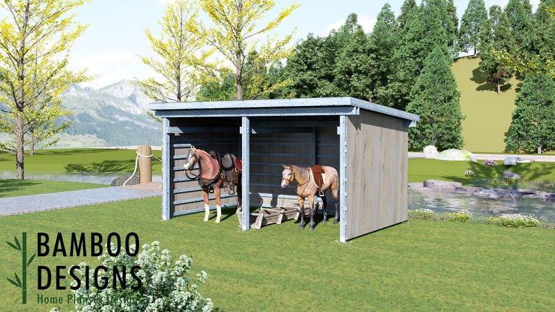 Holman 12x20 Horse Paddock Plan — Durable Run-In Shelter for Horses & Livestock plan by Bamboo Designs