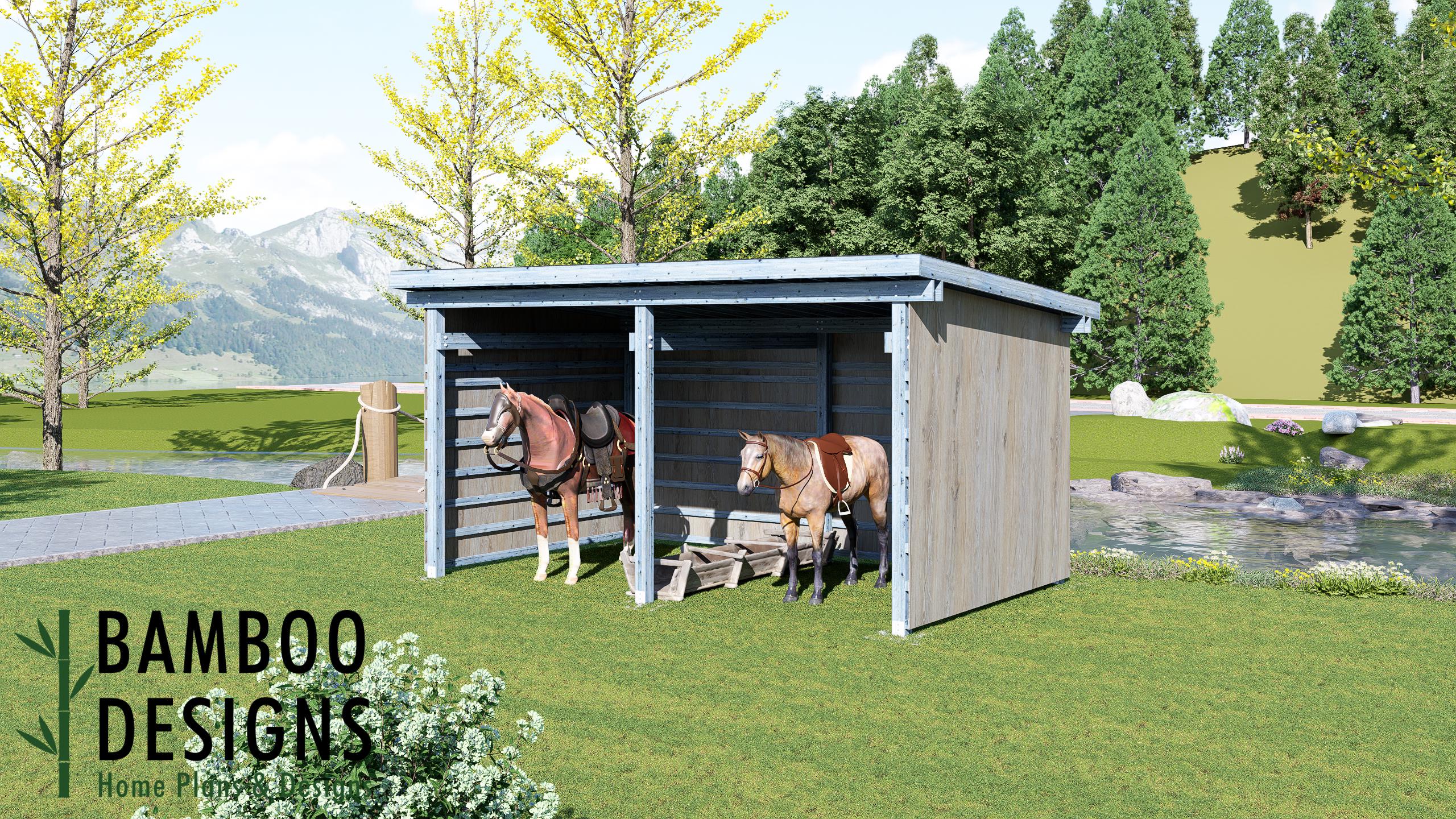 Image of Holman 12x20 Horse Paddock Plan — Durable Run-In Shelter for Horses & Livestock | DIY PDF Plans