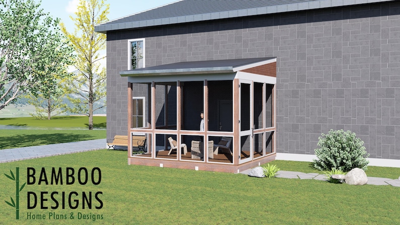 Nunez 14x16 Modern Monoslope Sunroom plan by Bamboo Designs