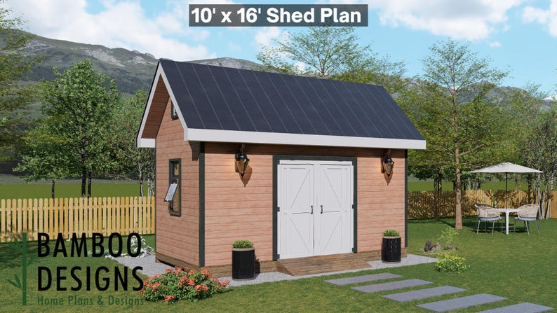 Lumen 10x16 Gable Shed plan by Bamboo Designs