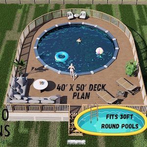 Key West – 30’ Round Pool Deck Plan | Massive 40x50 Wrap Deck | Resort-Style Backyard Build | DIY PDF Plans