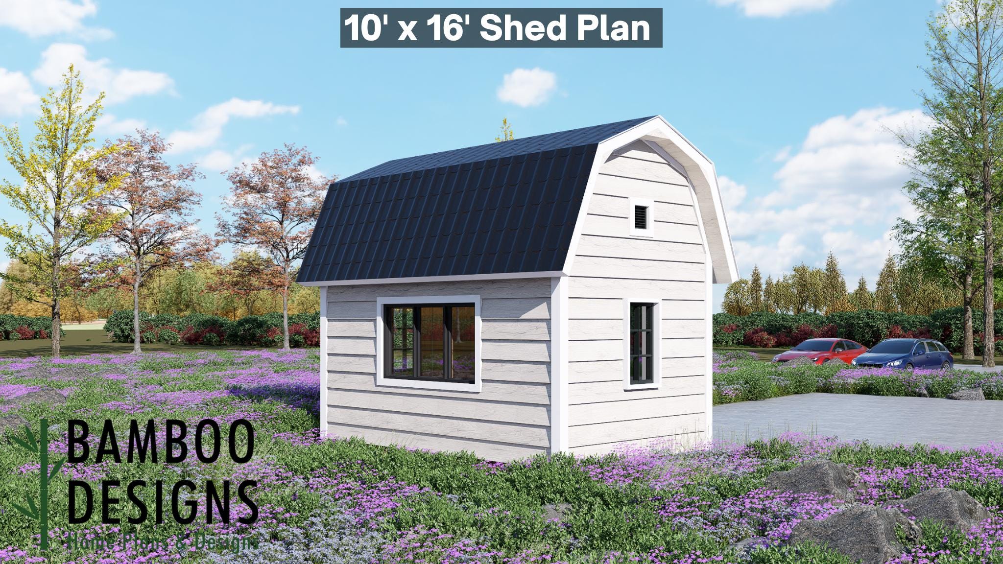 Image of London 10x16 Shed Plan - A Barn-Style Storage Shed for Workshops, Garden Tools, and Backyard Organization