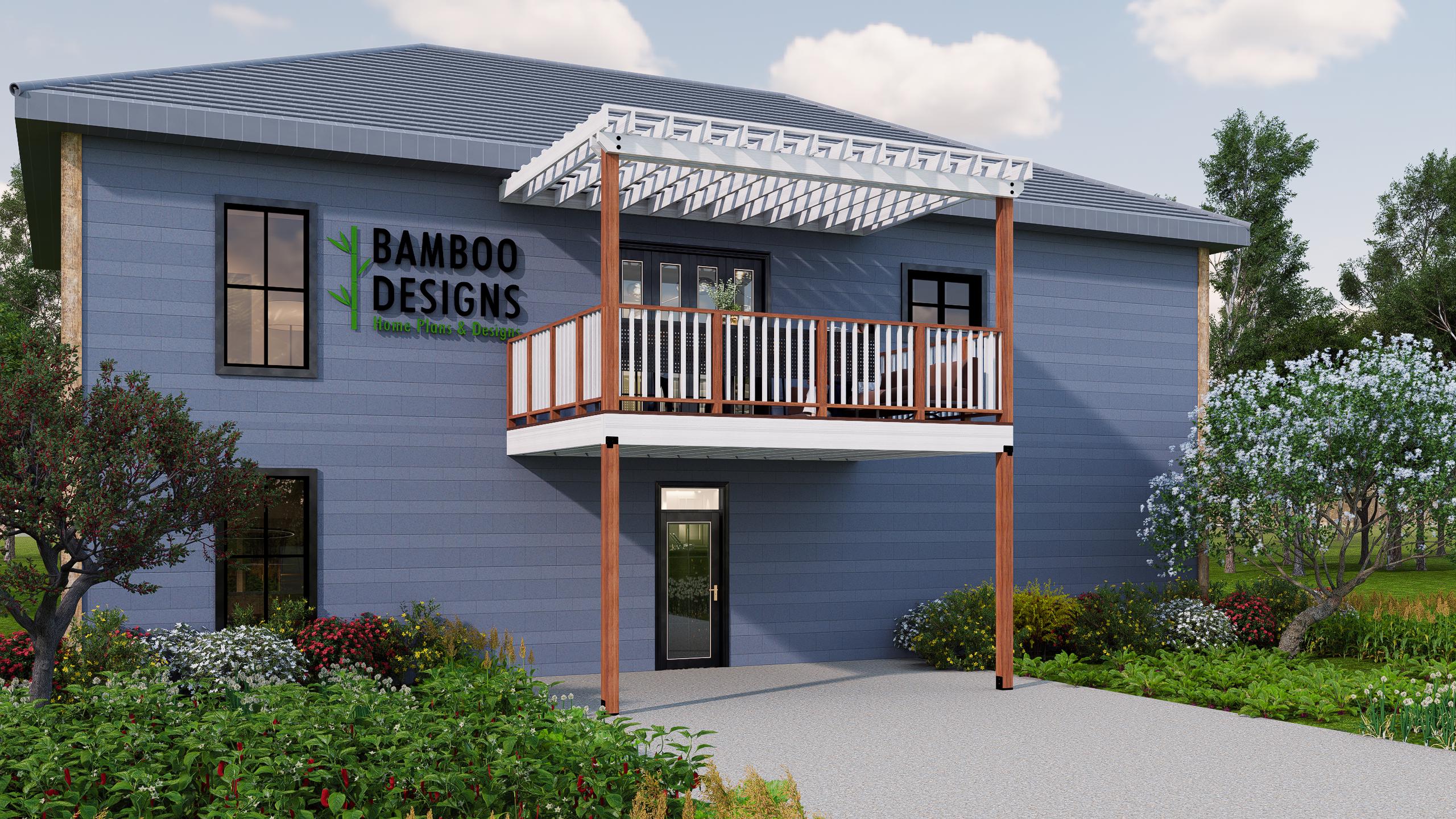 Image of Phoenix 12x16 Balcony Deck Plan - Resort-Style Elevated Balcony for Outdoor Living with Pergola | DIY PDF Plans