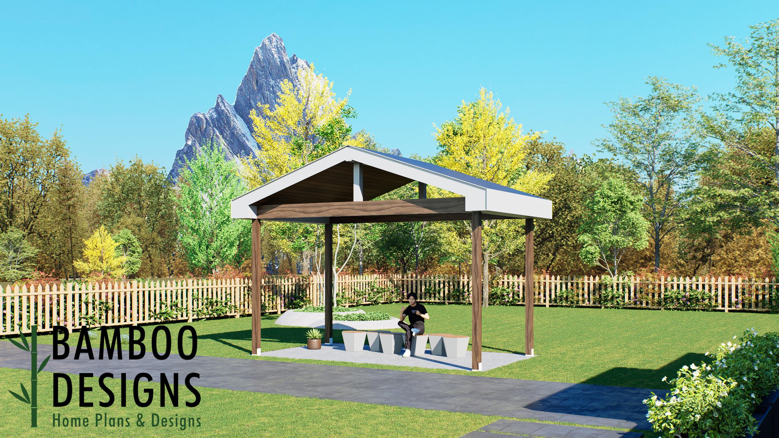 Image of Fortier 18x10 Pavilion Plan — A Stylish Modern Backyard Outdoor Retreat | DIY Plans