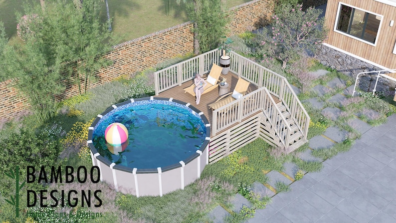 Hula Circle Pool Deck · 10x12 plan by Bamboo Designs