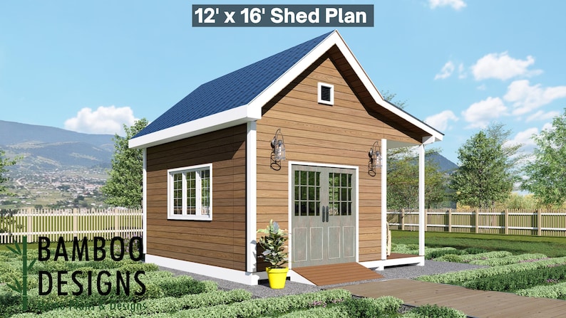 Kabe 12x16 Porch Shed plan by Bamboo Designs