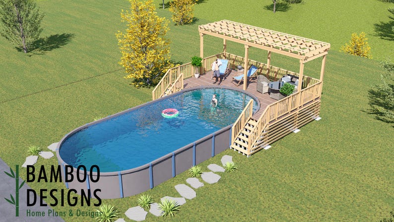 Winchester Oval Pool Deck · 17x26 plan by Bamboo Designs