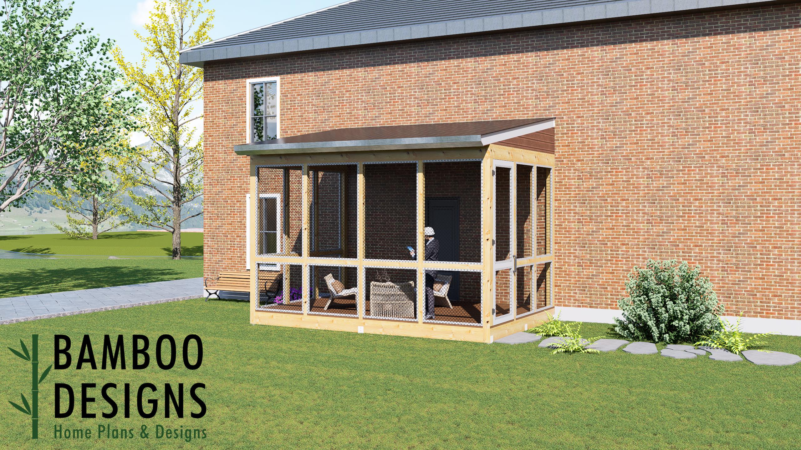 Image of Dalia 12x18 Monoslope Sunroom Plan – Modern Backyard Sunroom with Lean-To Roo | DIY Backyard Sunroom PDF Plans