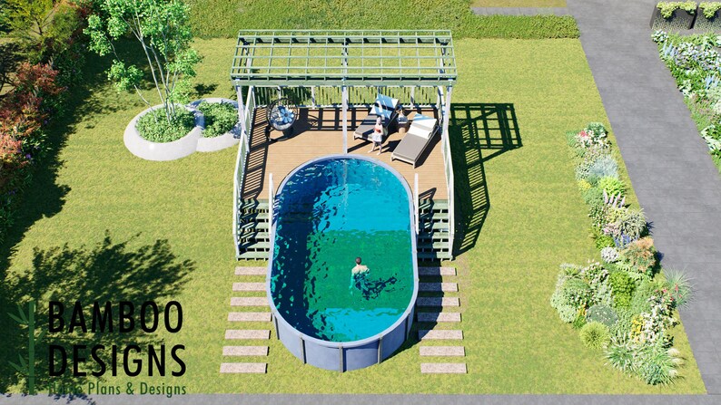 Sydney Oval Pool Deck · 16x23 plan by Bamboo Designs