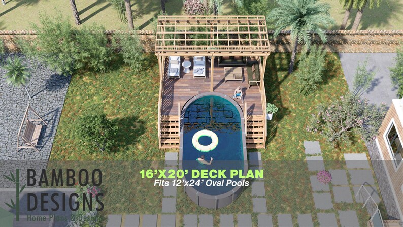 Bois Blanc Pool Deck · 16x20 plan by Bamboo Designs