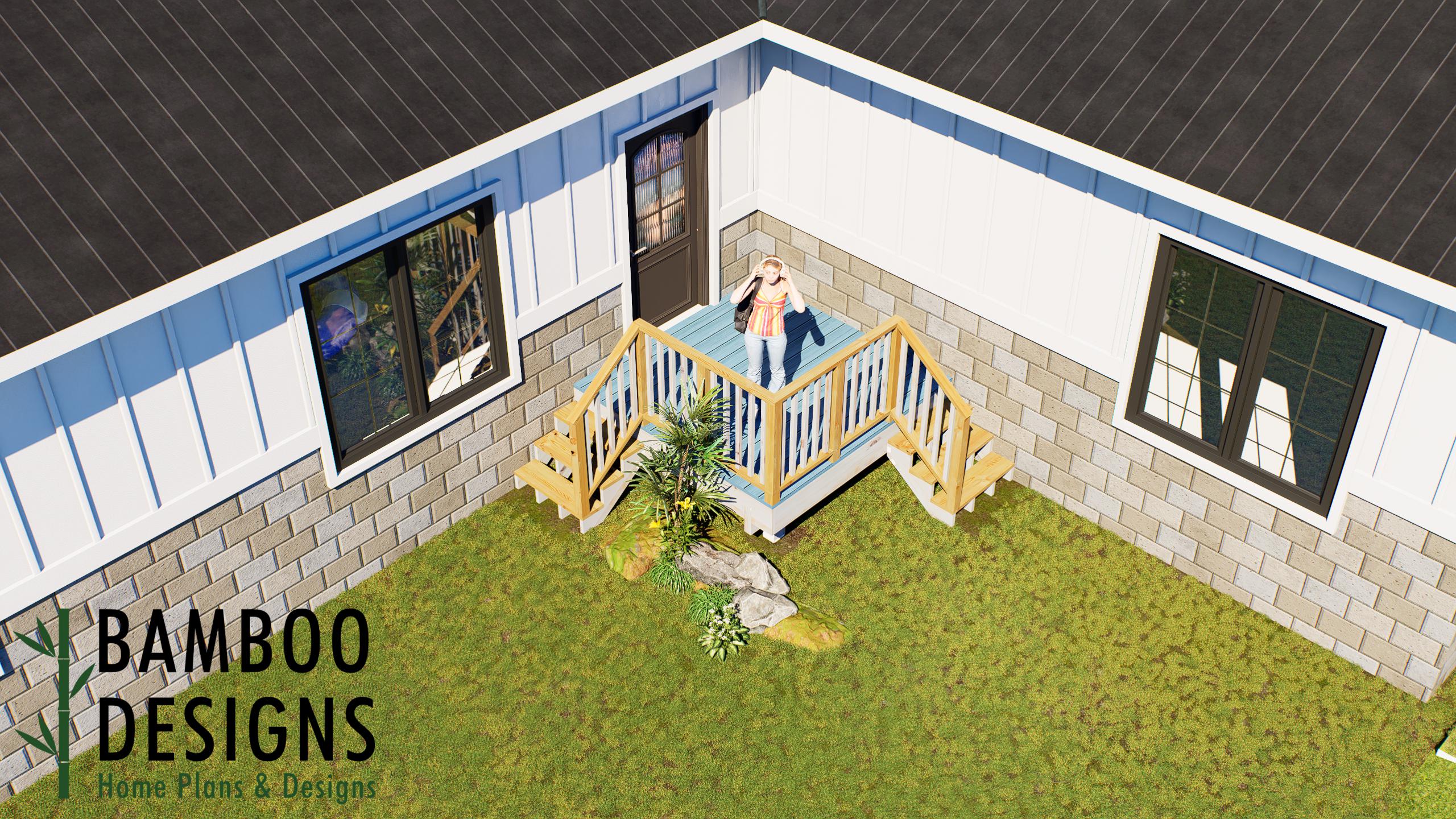 Image of Del Duero 8x8 Freestanding Corner Deck Plan Large Backyard Deck | Outdoor Living PDF
