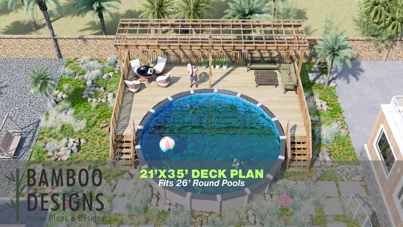 Dumbledore Pool Deck · 21x35 plan by Bamboo Designs