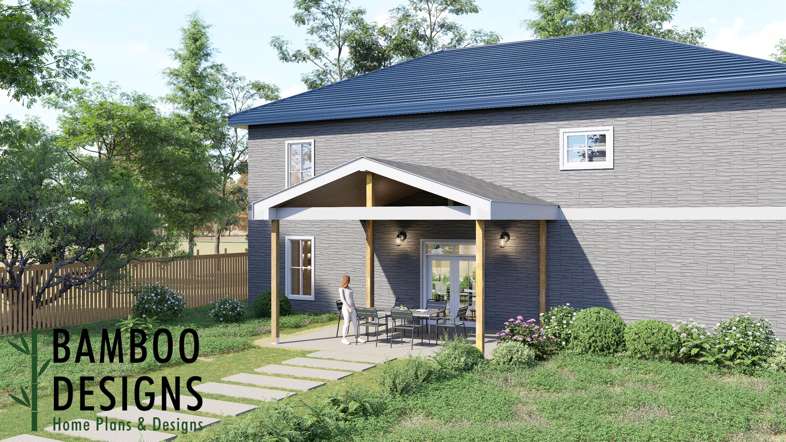 Image of Santi Porch Cover Plan - 16x18 Large Modern Patio Roof Structure for Outdoor Living | DIY PDF Plans