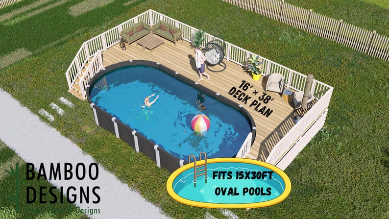 Chestnut Oval Pool Deck · 15x30 plan by Bamboo Designs