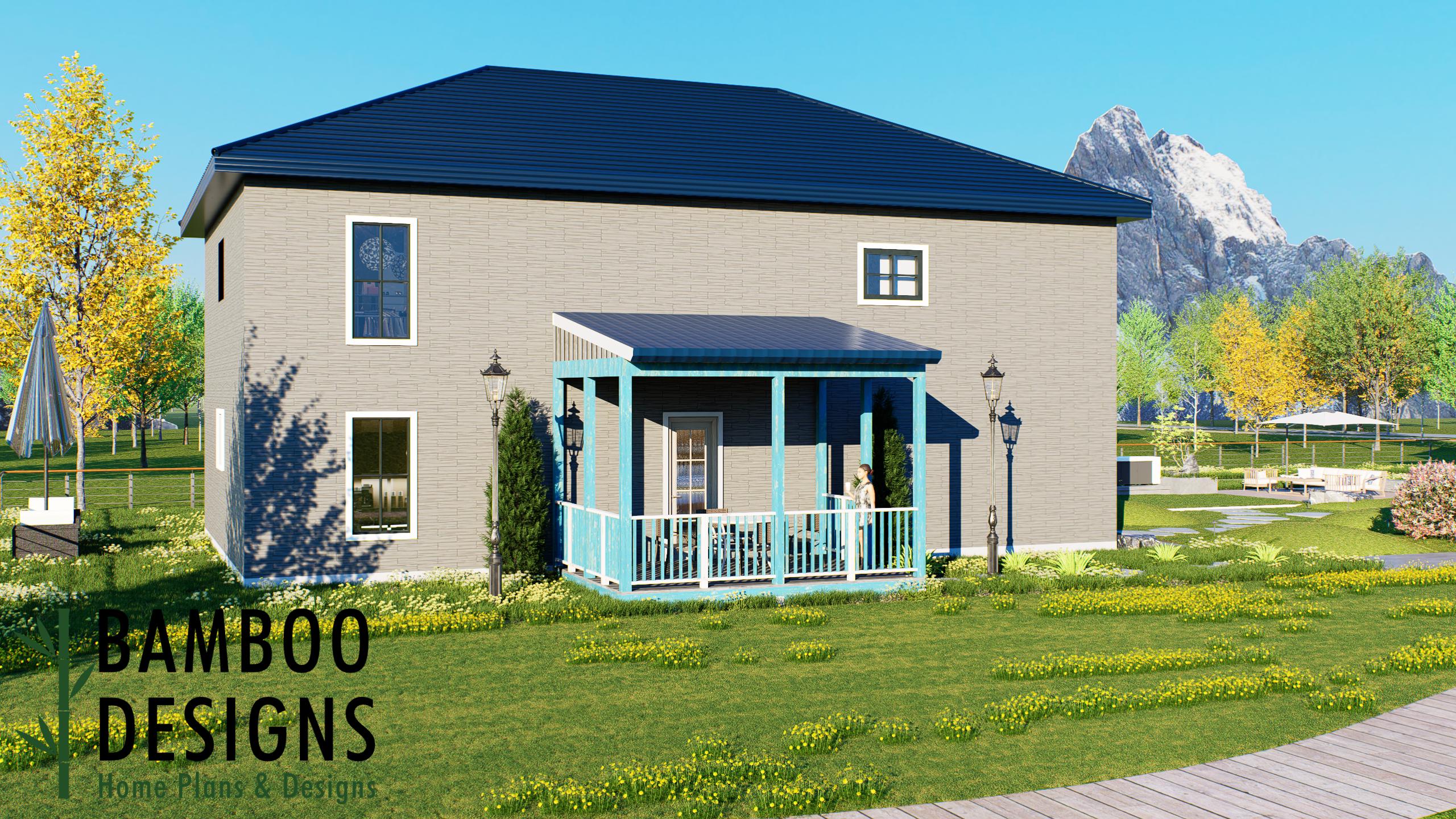 Image of Cherki 12x16 Porch Deck Plan — Covered Overground Backyard Deck | DIY PDF Plans