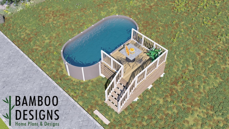 Pryor Oval Pool Deck · 10x10 plan by Bamboo Designs