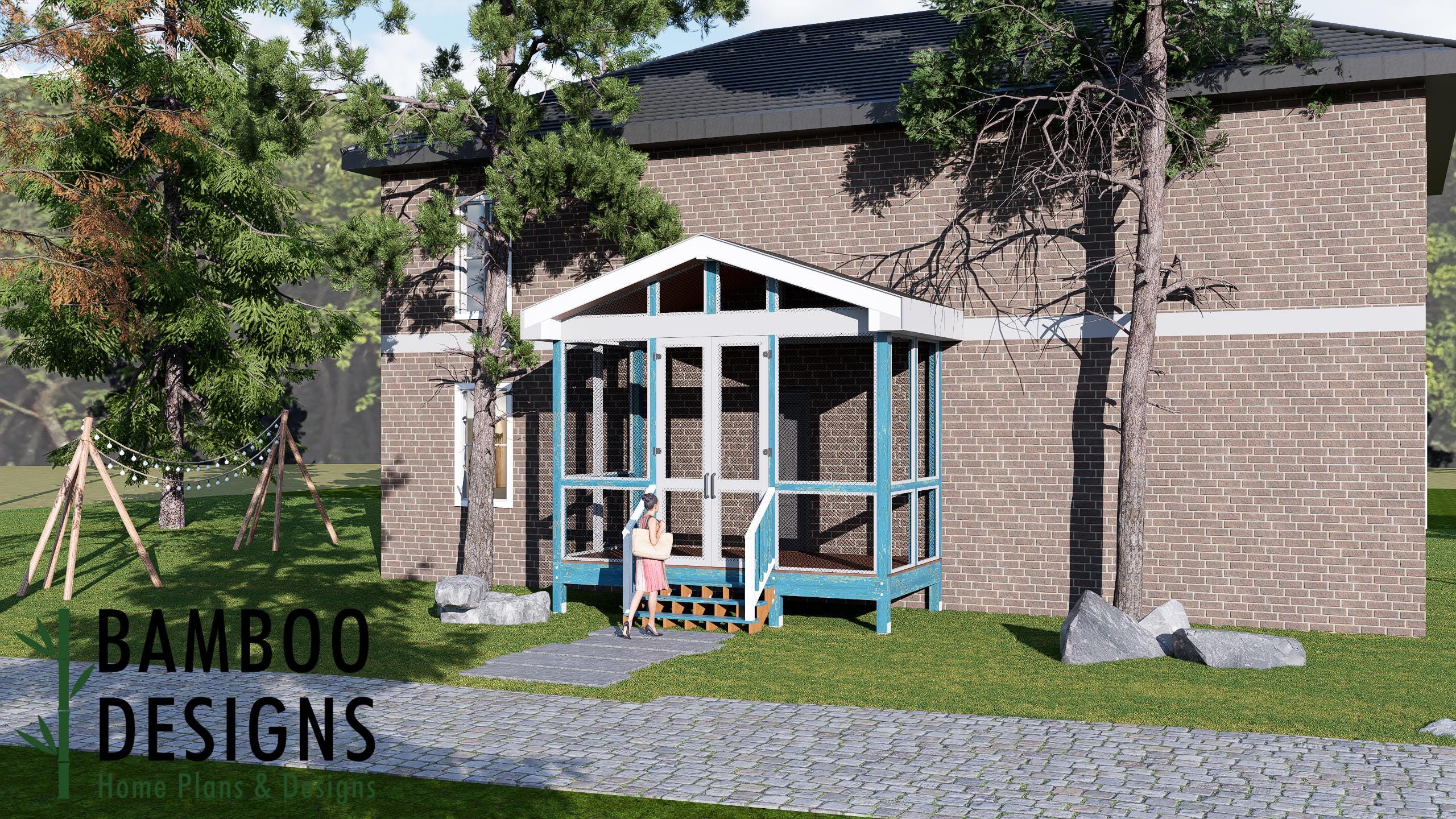 Image of Malee Sunroom Plan – 8x16 Deck with Classic Gable Sunroom | DIY Backyard Sunroom PDF Plans