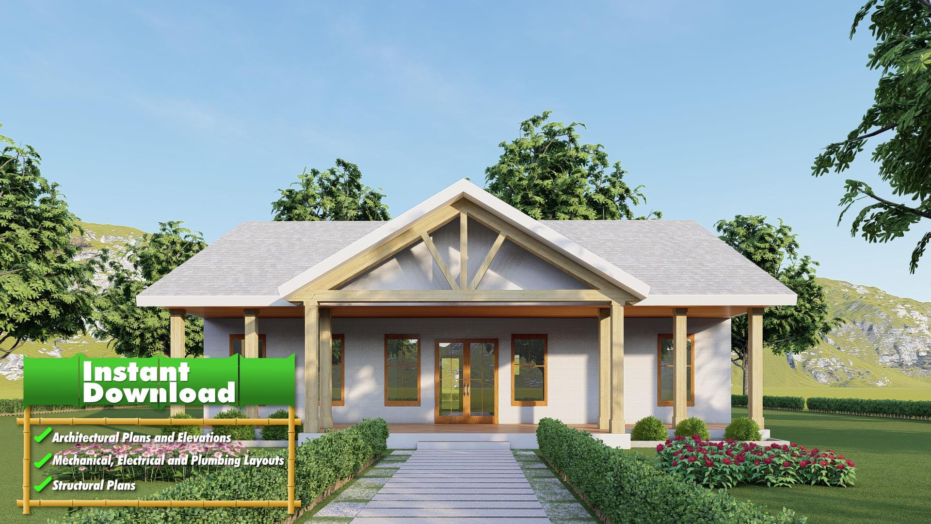 Image of Cherry Creek Farmhouse Homestead - Homestead Plans | Southern Modern House Design Blueprint - DWG & PDF
