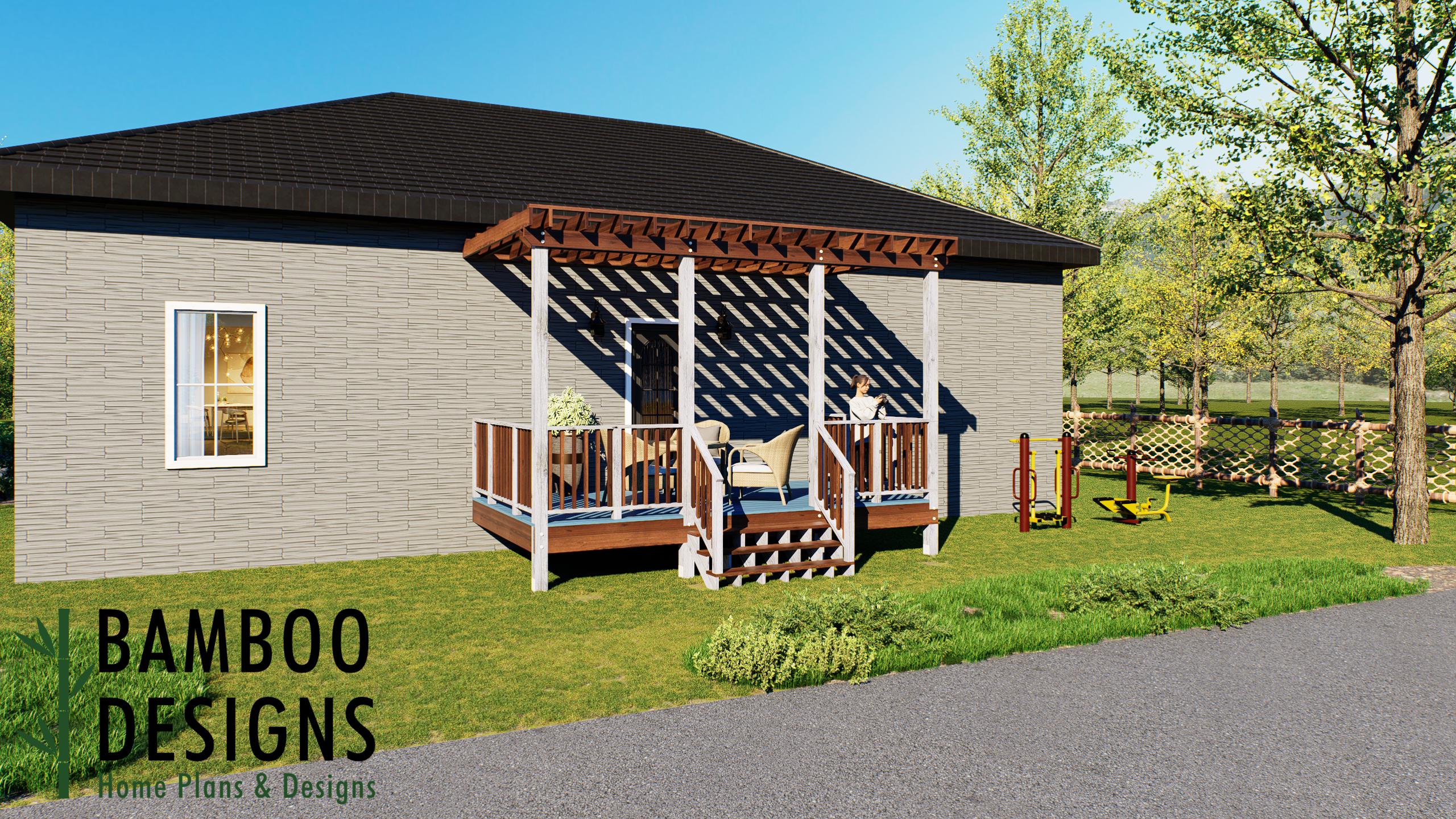Image of Mateo 10x18 Attached Deck Plan with Pergola - Stylish Outdoor Living Deck for Entertaining and Relaxation