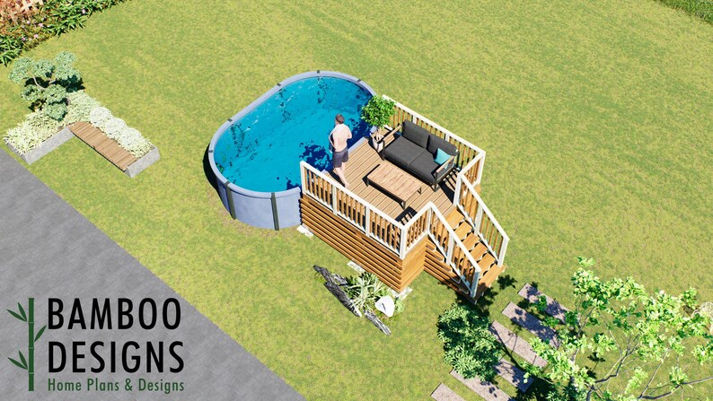 Kylian Oval Pool Deck · 10x10 plan by Bamboo Designs