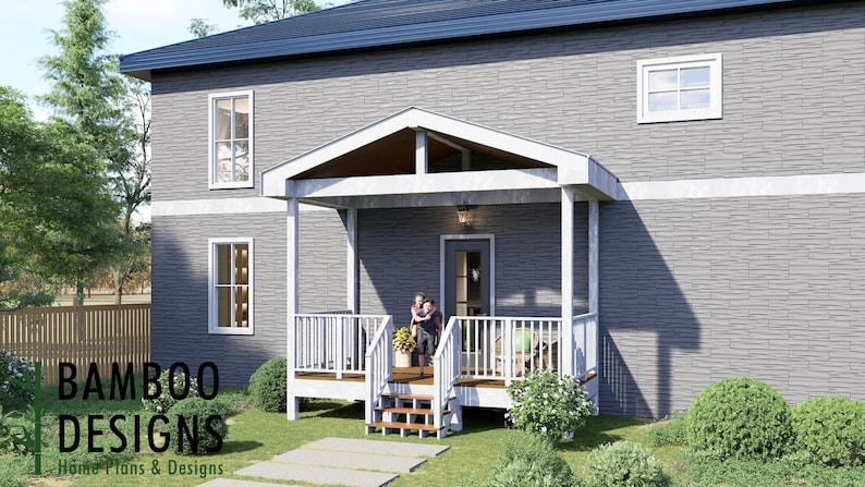 Nico 8x16 Deck with Gable Porch plan by Bamboo Designs