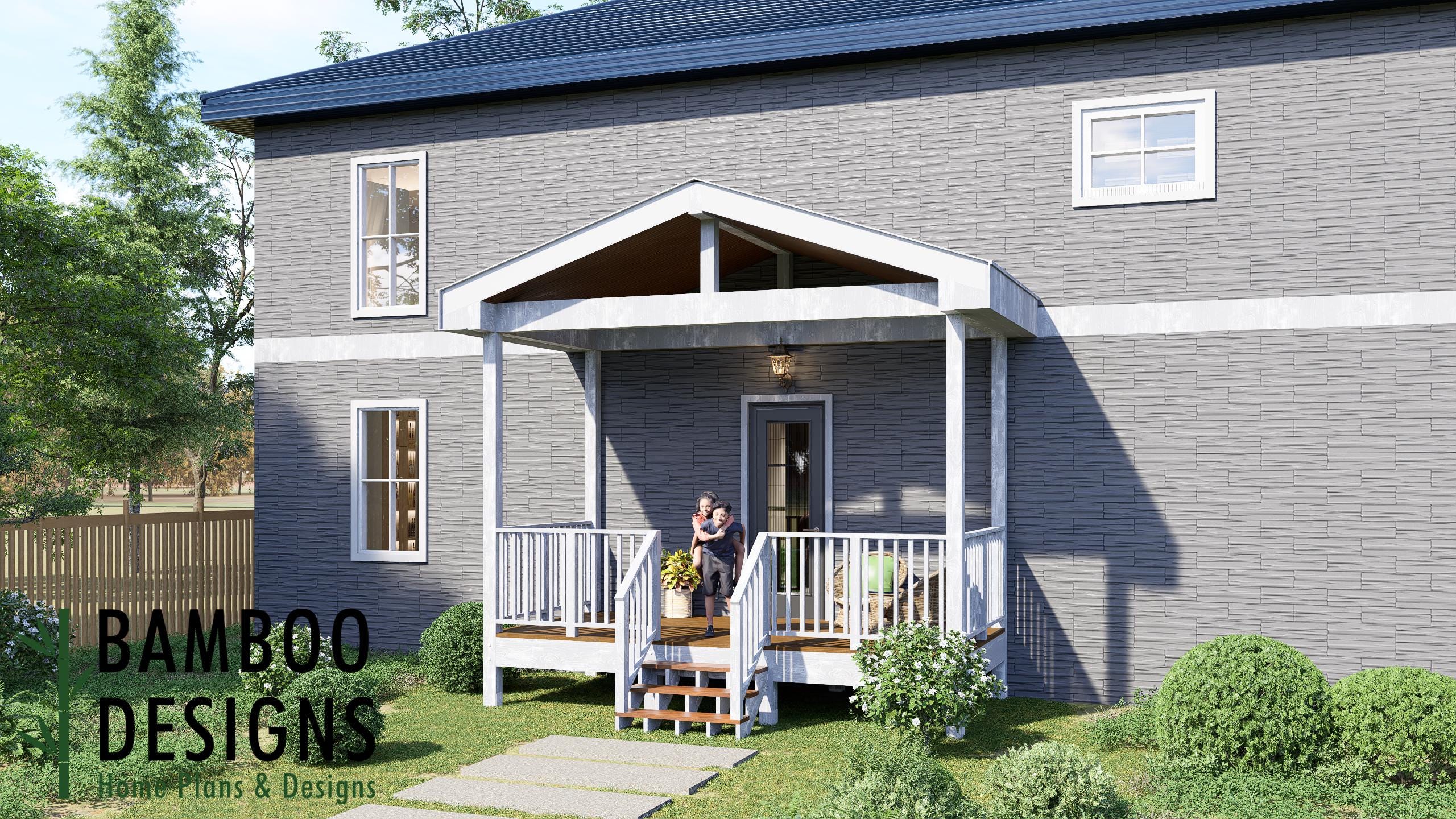 Image of Nico 8x16 Deck with Gable Porch Plan - Spacious Covered Outdoor Living Deck | DIY PDF Plans