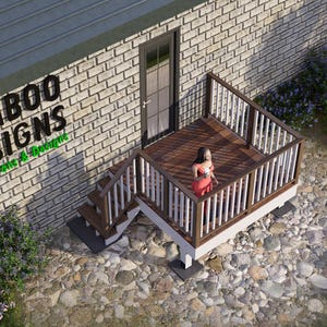 Ocala Entry Deck – 8x8 Freestanding Porch Plan | DIY Modular Home Deck with Stairs & Railing