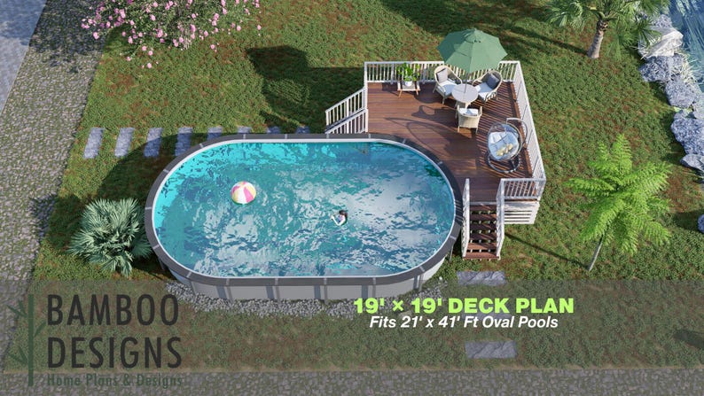 Visalia Oval Pool Deck · 19x19 plan by Bamboo Designs