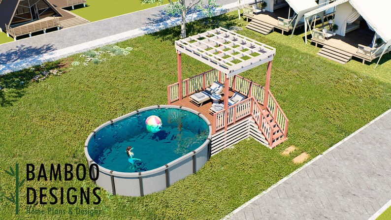 Arsene Oval Pool Deck · 10x12 plan by Bamboo Designs