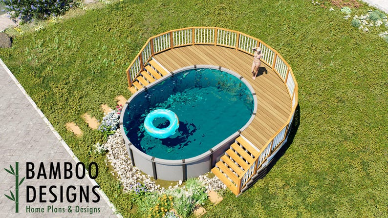 Yata Oval Pool Deck · 14x20 plan by Bamboo Designs
