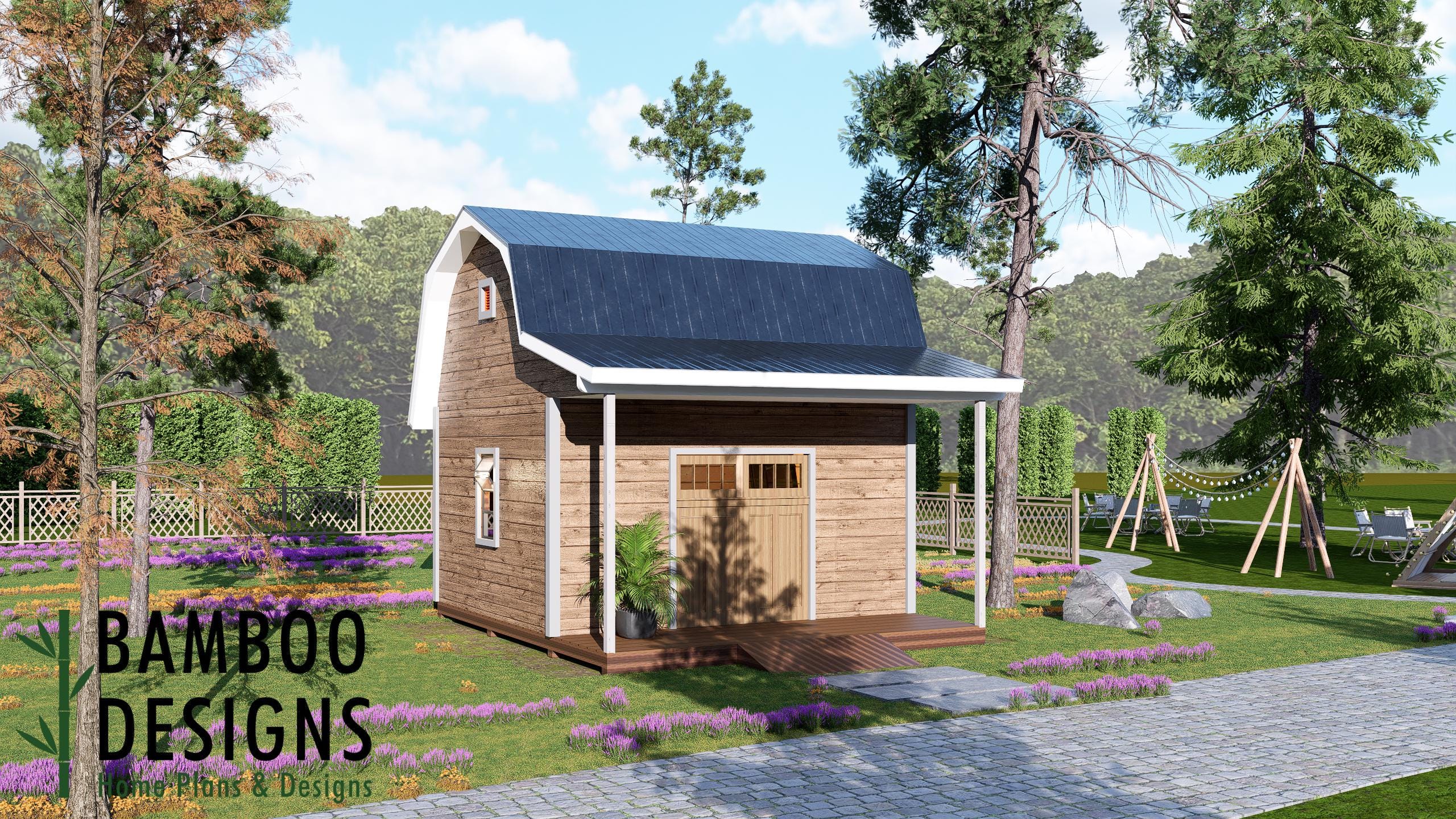 Image of Helmsman 14x16 Gambrel Roof Shed Plan — Classic Barn-Style Storage & Workshop | DIY PDF Plans