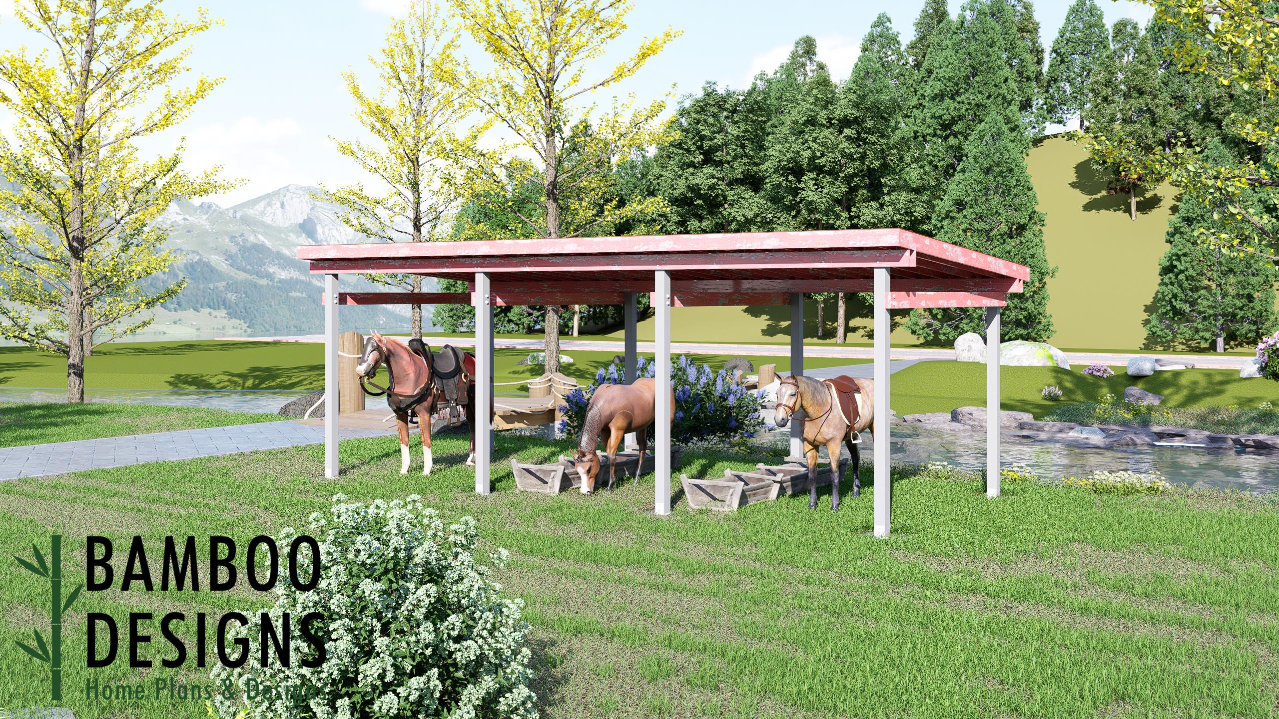 Image of Amherst 12x30 Horse Paddock Plan — Spacious Run-In Shelter for Horses & Livestock | DIY PDF Plans