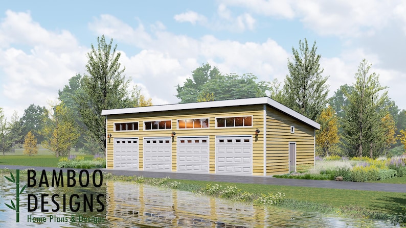 Tusken 24x48 Monoslope Roof Garage Shed plan by Bamboo Designs