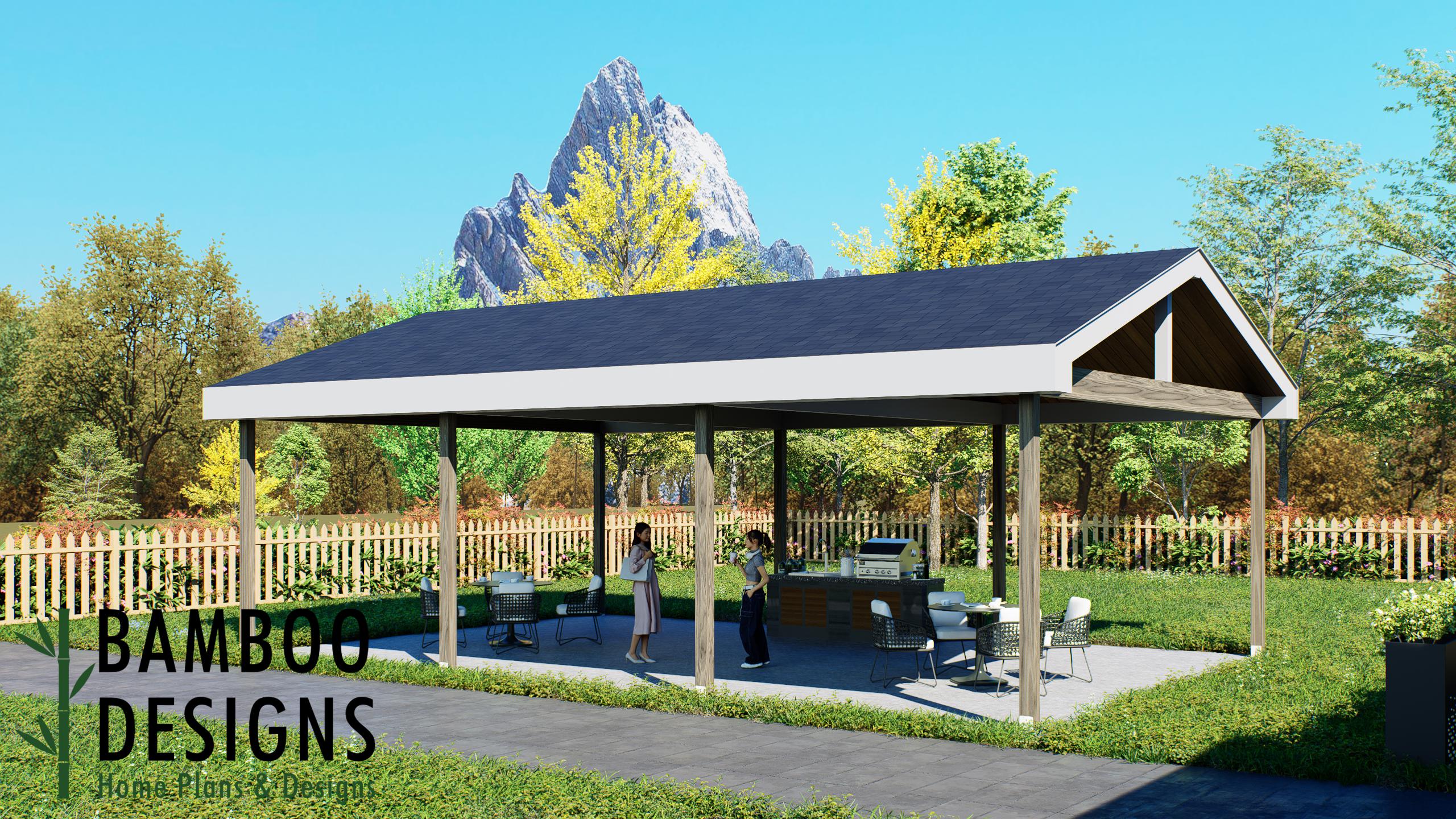Image of Westport 24x36 Pavilion Plan – Large Modern Backyard Pavilion | DIY Plans