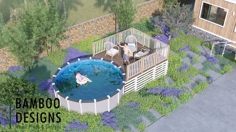 Saffron Circle Pool Deck · 10x12 plan by Bamboo Designs