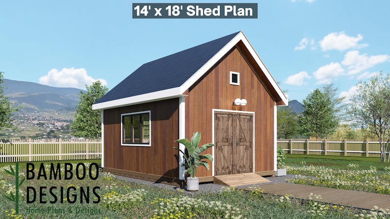 Portia 14x18 Gable Shed plan by Bamboo Designs