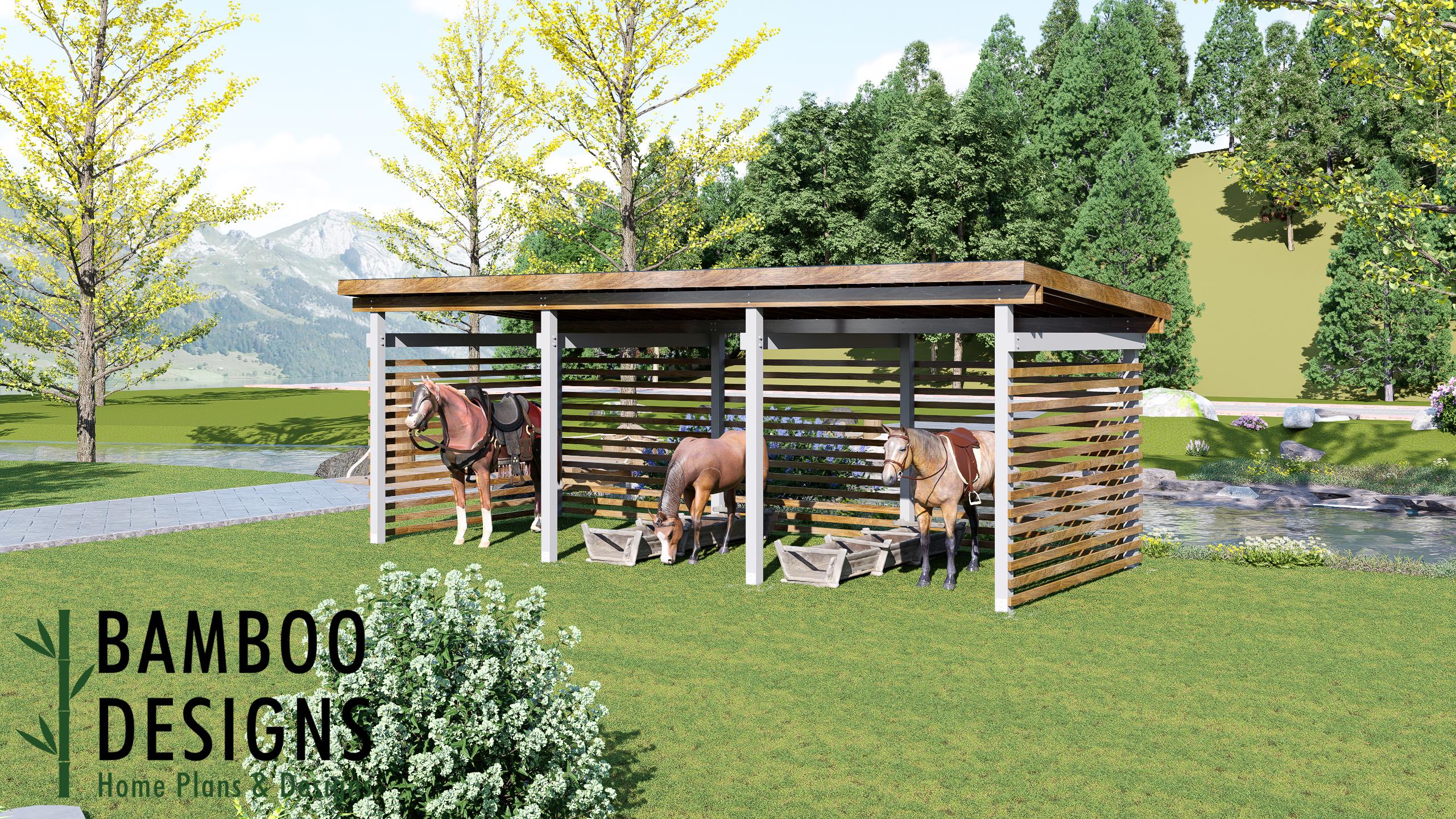 Image of Hamblet 12x30 Horse Paddock Plan — Spacious Run-In Shelter for Horses & Livestock | DIY PDF Plans