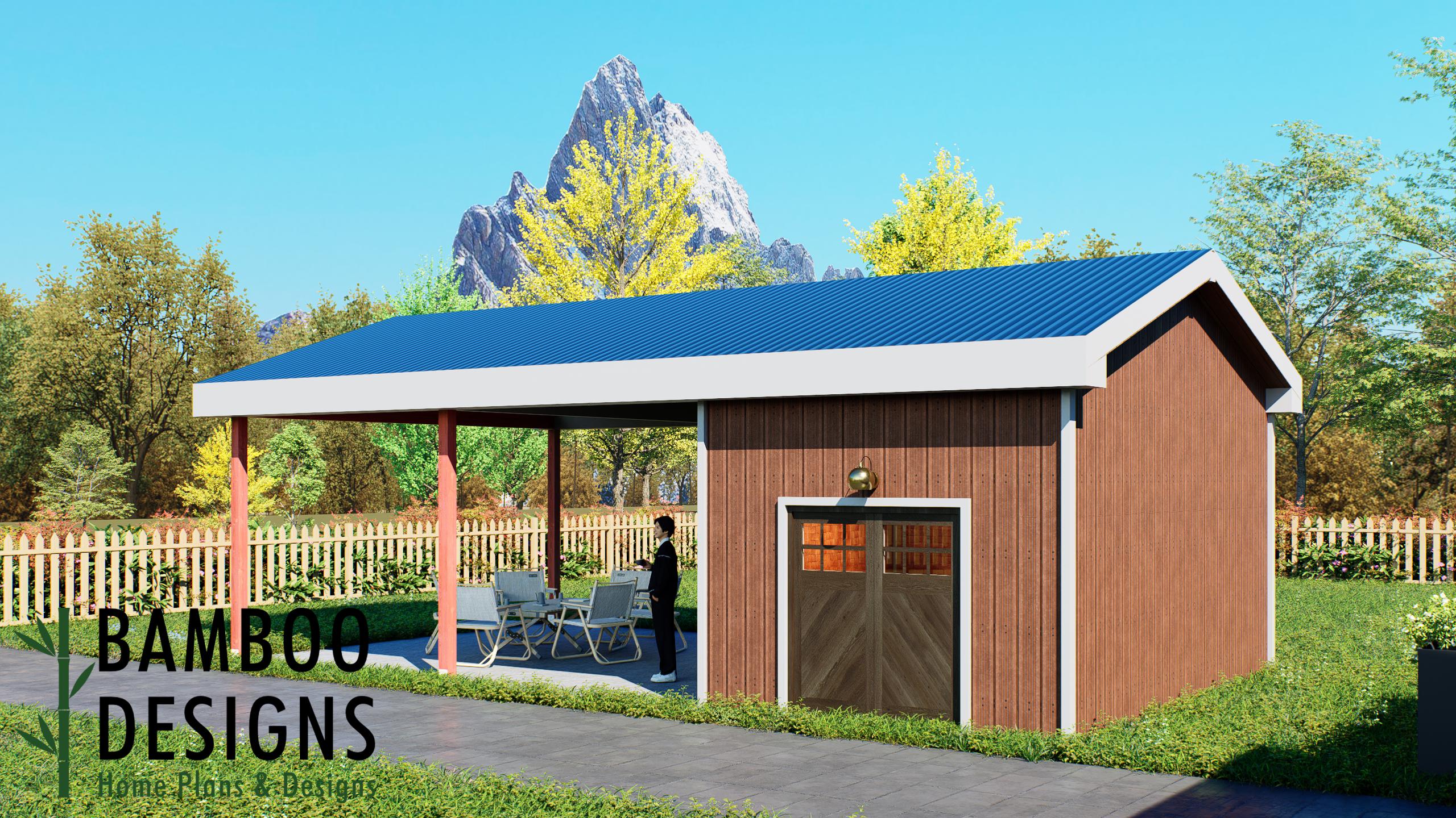 Image of Elixer 20x36 Pavilion Tiny Home Plan — A Spacious Modern Backyard Living Pavilion | DIY Plans