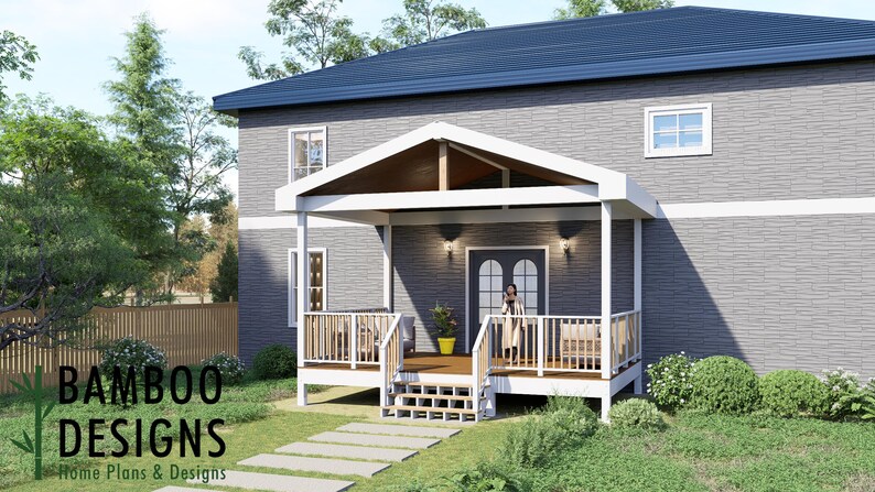 Alice 14x20 Deck with Gable Porch plan by Bamboo Designs
