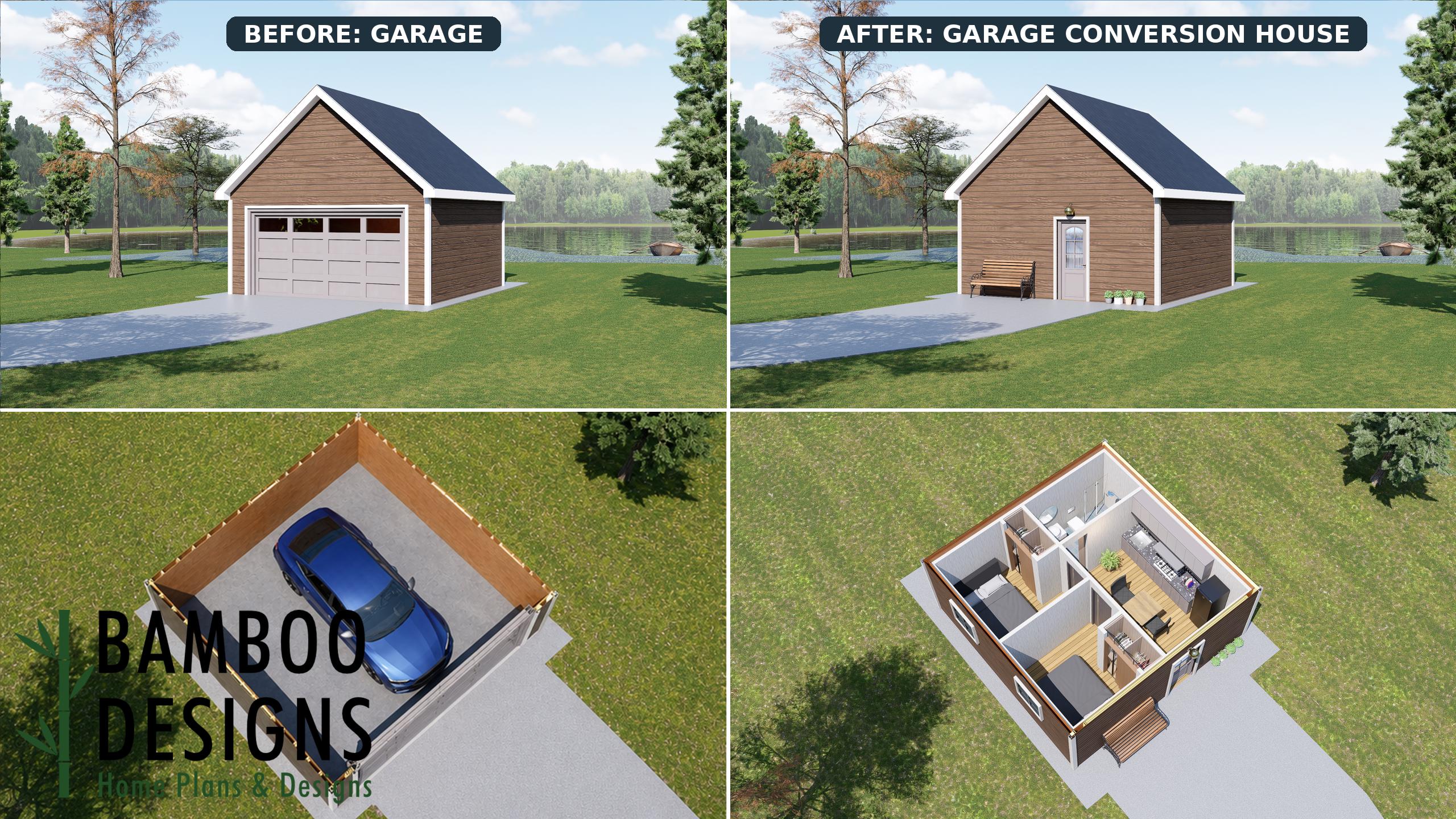 Image of Monteclaire Garage Conversion Plan – 20x20 Garage to Modern ADU, Guest House & Studio Conversion | DIY PDF Plans