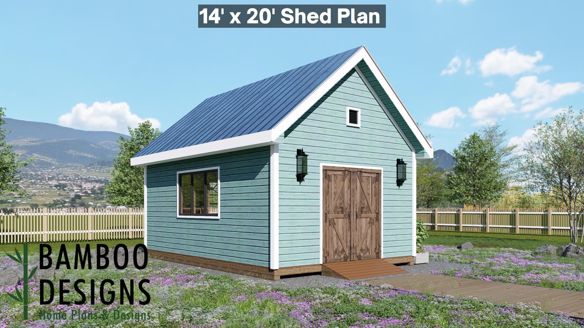 Image of Gamora 14x20 Gable Shed Plan - Modern Workshop, Garden Studio, or Backyard Office | DIY Shed Design (PDF)