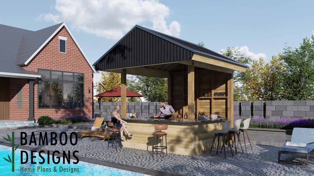 Seabreeze Patio Bar Gable Roof Plan – Coastal Outdoor Kitchen & Bar ...