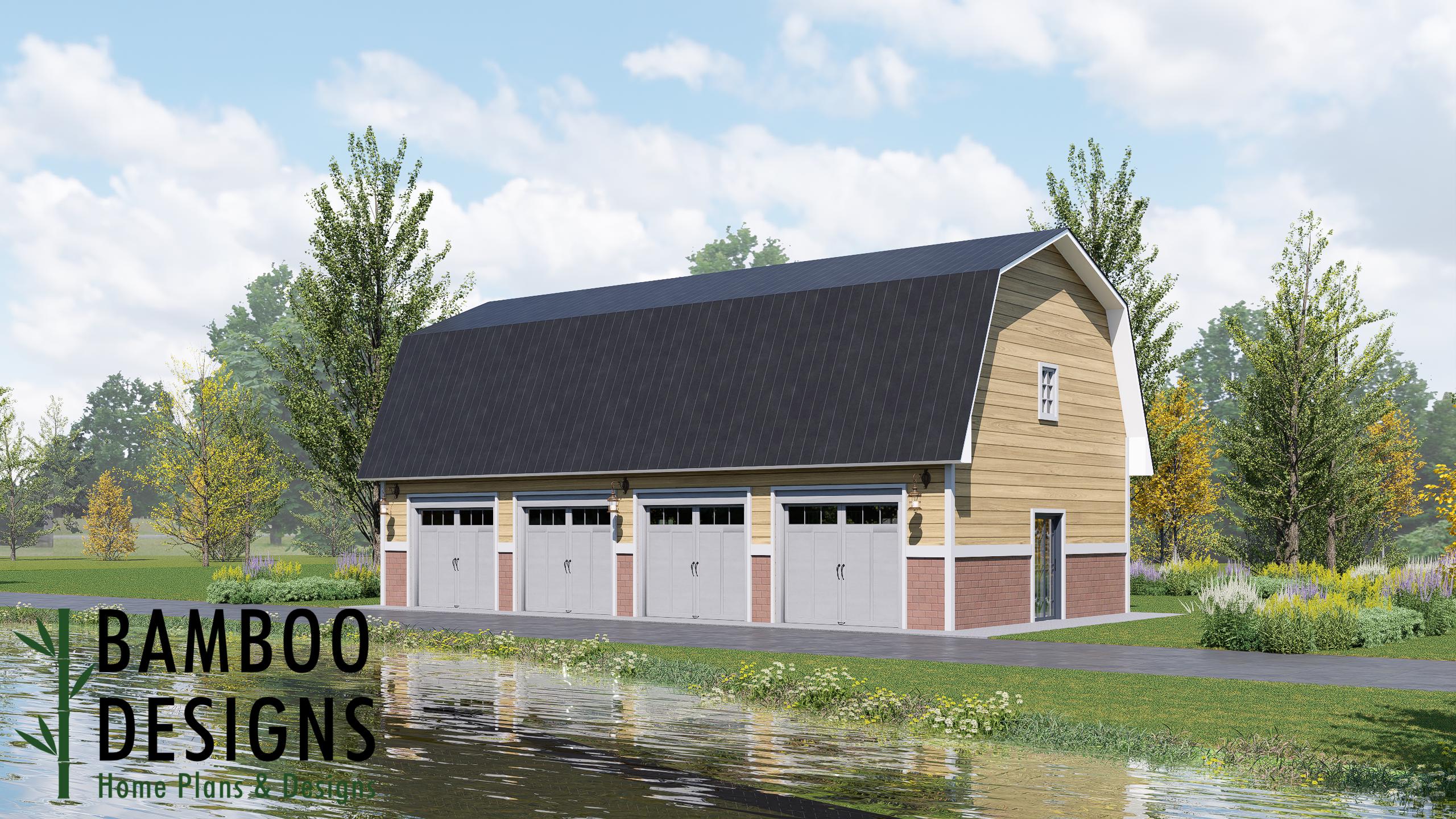 Image of Louvre Gambrel Garage Plan – 24x48 Barn-Style Garage with Loft Potential | DIY PDF Building Plans