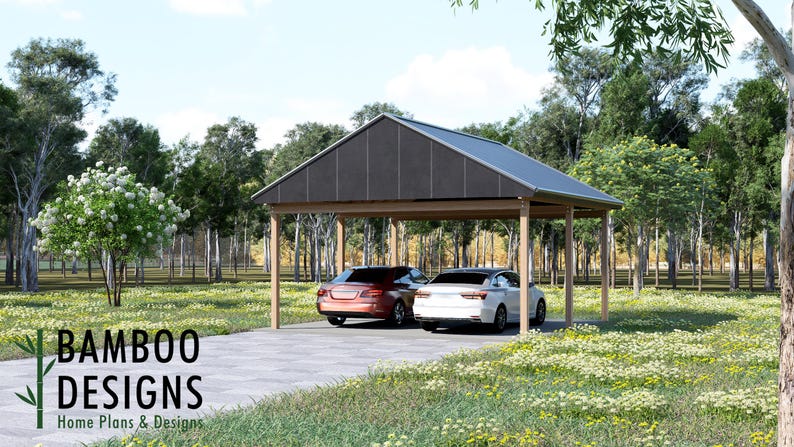 Frisco 22x24 Carport Blueprints plan by Bamboo Designs