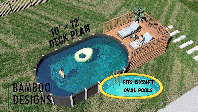 Gamling Oval Pool Deck · 10x12 plan by Bamboo Designs